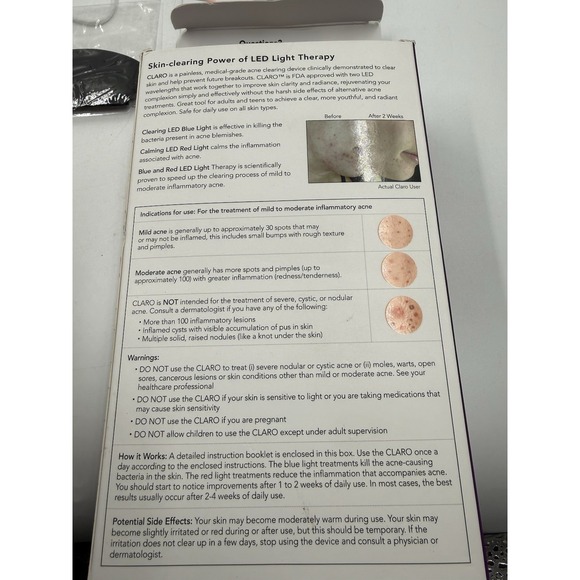 CLARO Acne Treatment Light Therapy System by SPA Sciences, Blue & Red LED - Picture 8 of 14